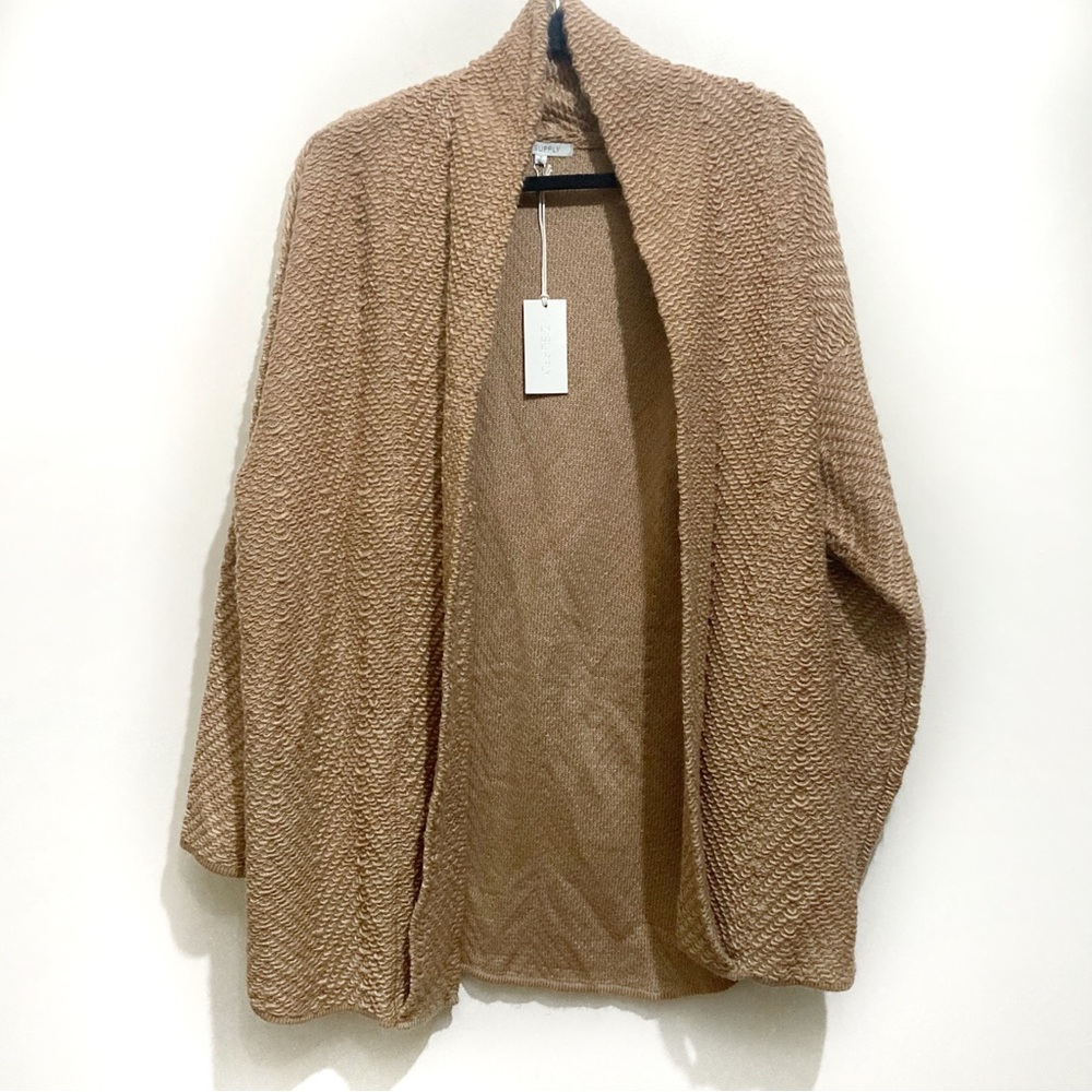 Z Supply Molly Boucle Open Front Long Sweater Size Small New Tan Brown - Picture 2 of 11
